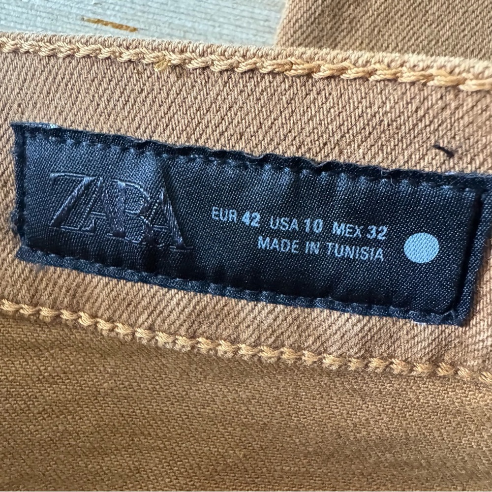 Zara Women's High Rise Bootcut Brown Cropped Flare Jeans Size 10 - Picture 10 of 12